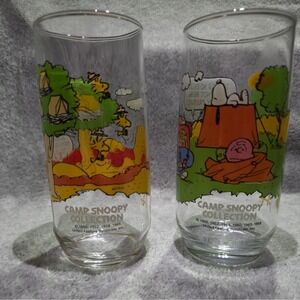 1983 Vintage McDonald's Camp Snoopy Collection Glass Collectible Home Decor Set